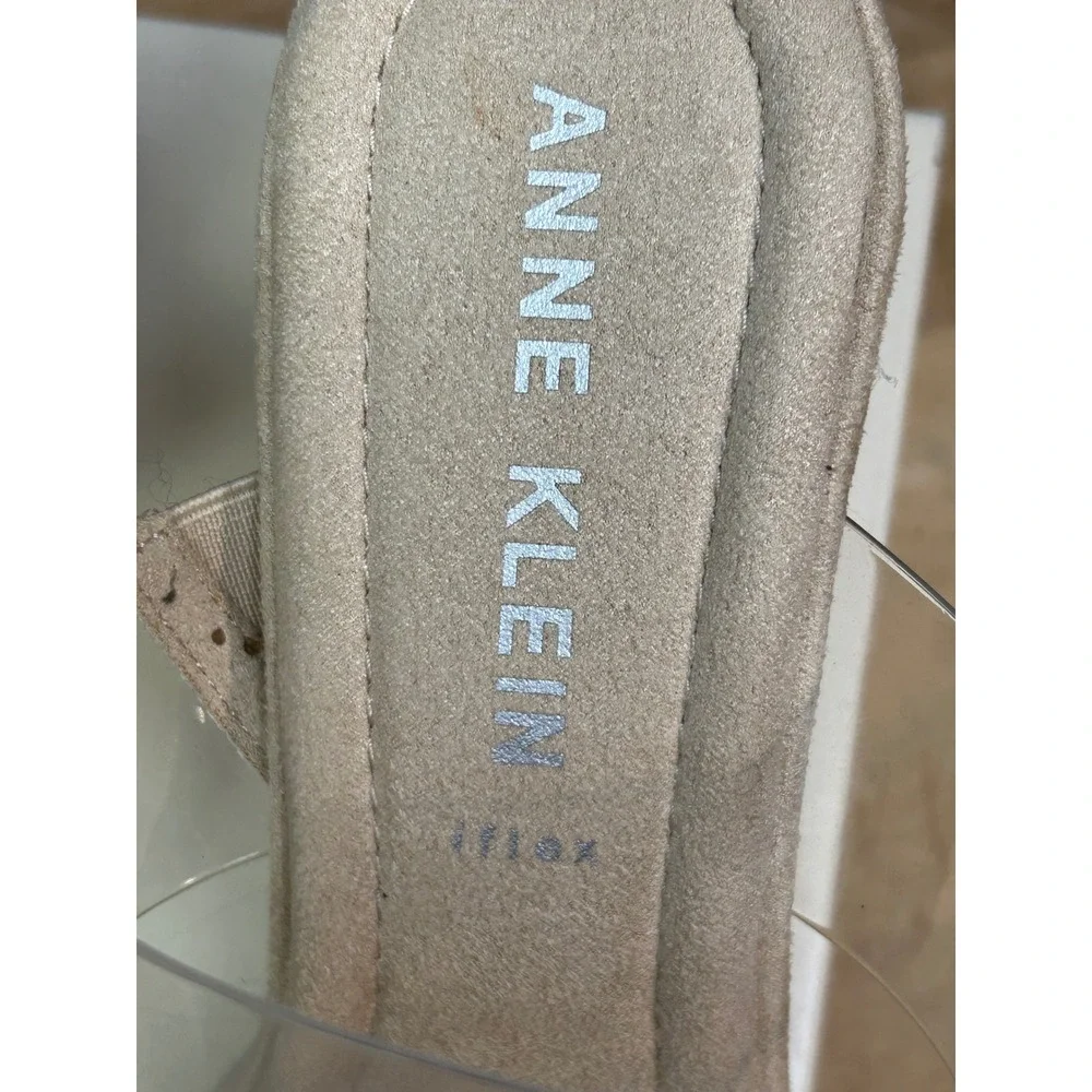 Anne Klein Wedge Sandals Womens 11 Clear Aksense Espadrille iFlex SENS01F9 Beige